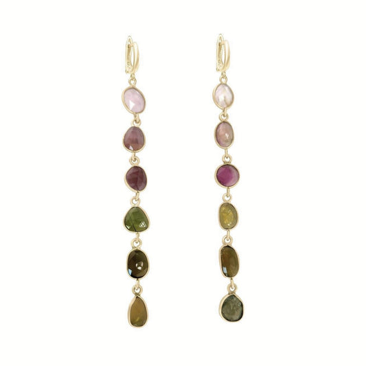 Long Tourmaline Multicolor Earrings | Vibrant and Elegant Jewelry