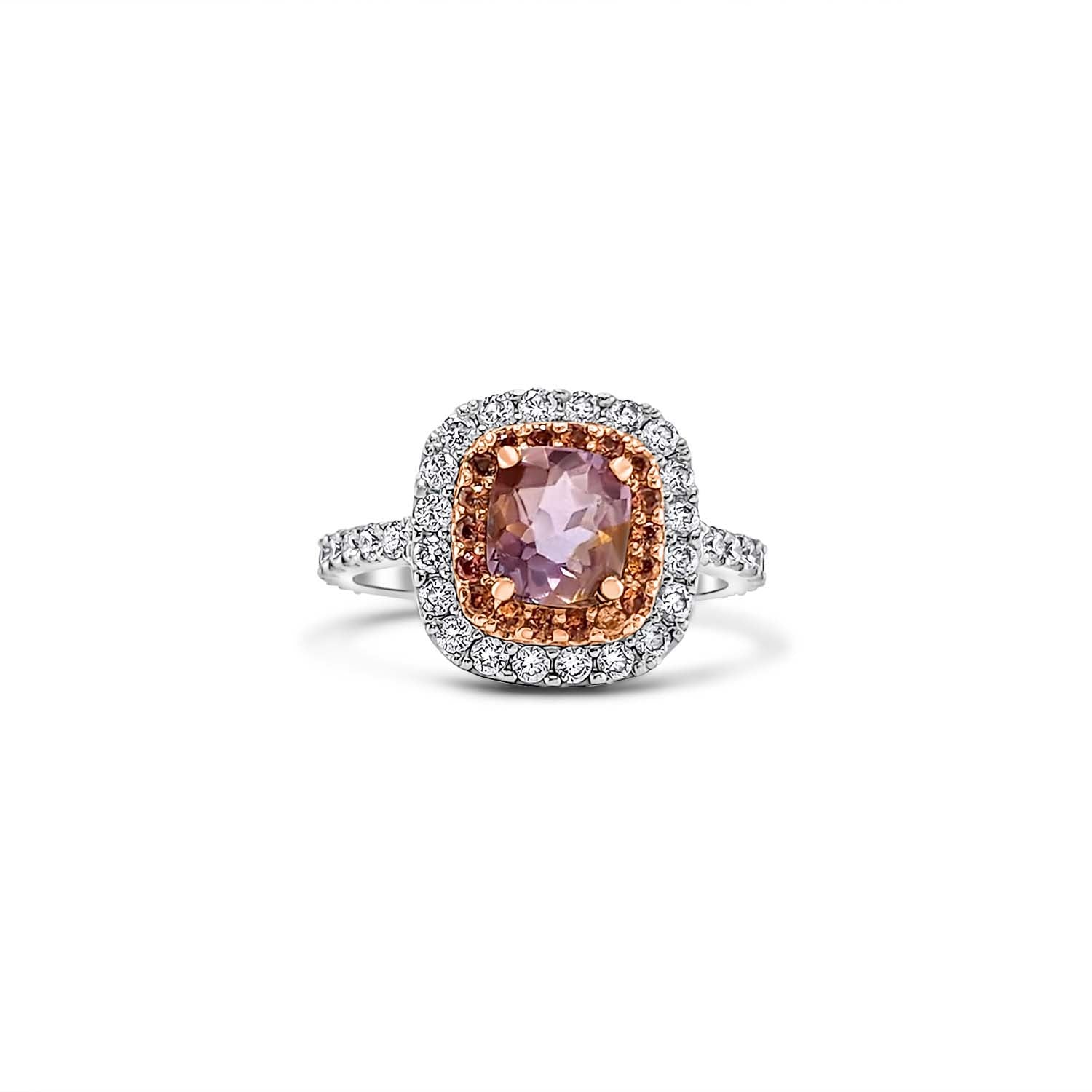 Padparadscha Sapphire Diamond Ring | Exquisite Luxury Jewelry