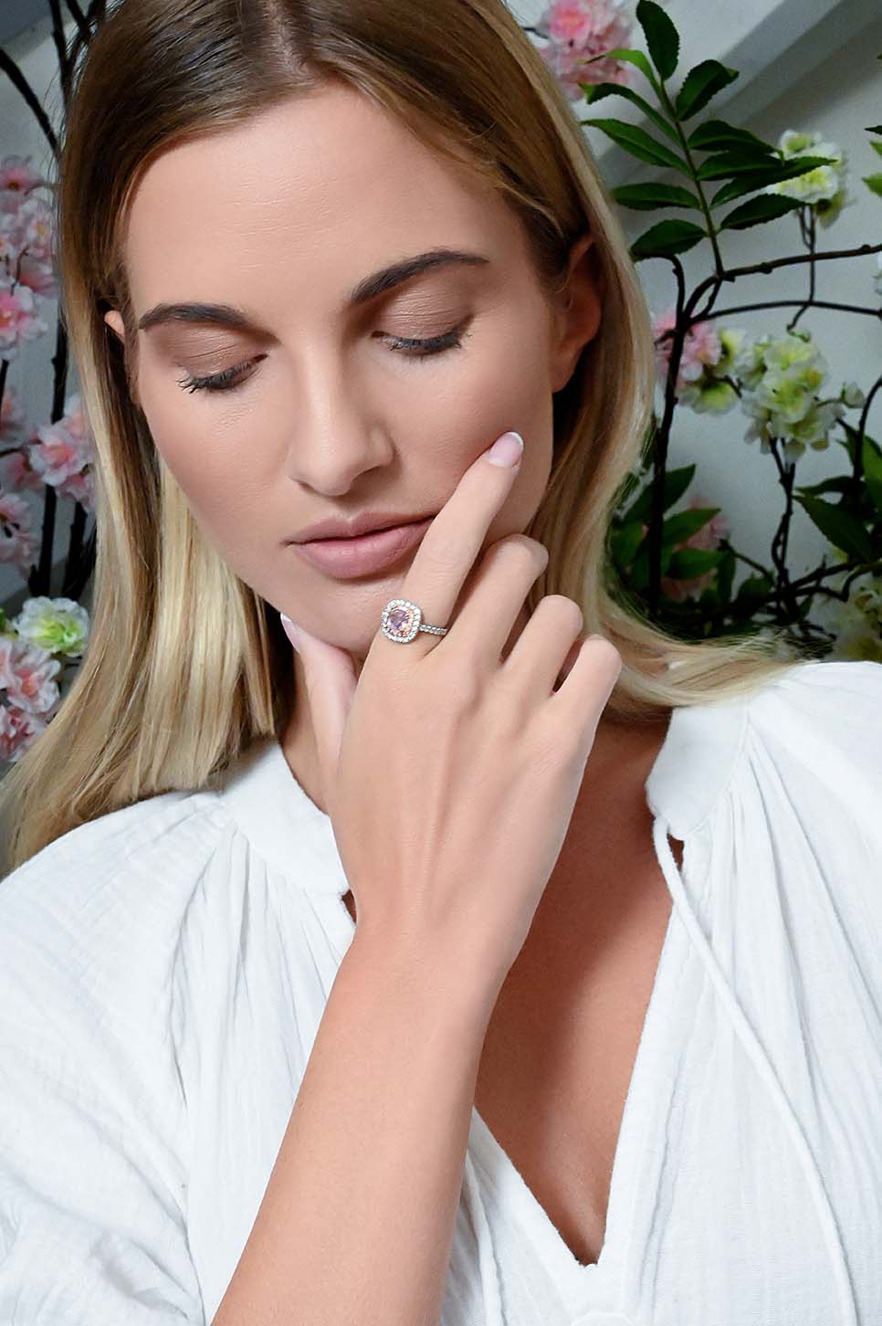 Padparadscha Sapphire Diamond Ring | Exquisite Luxury Jewelry