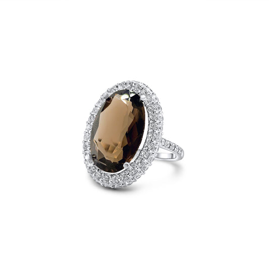 Double Halo White Gold Cocktail Ring
