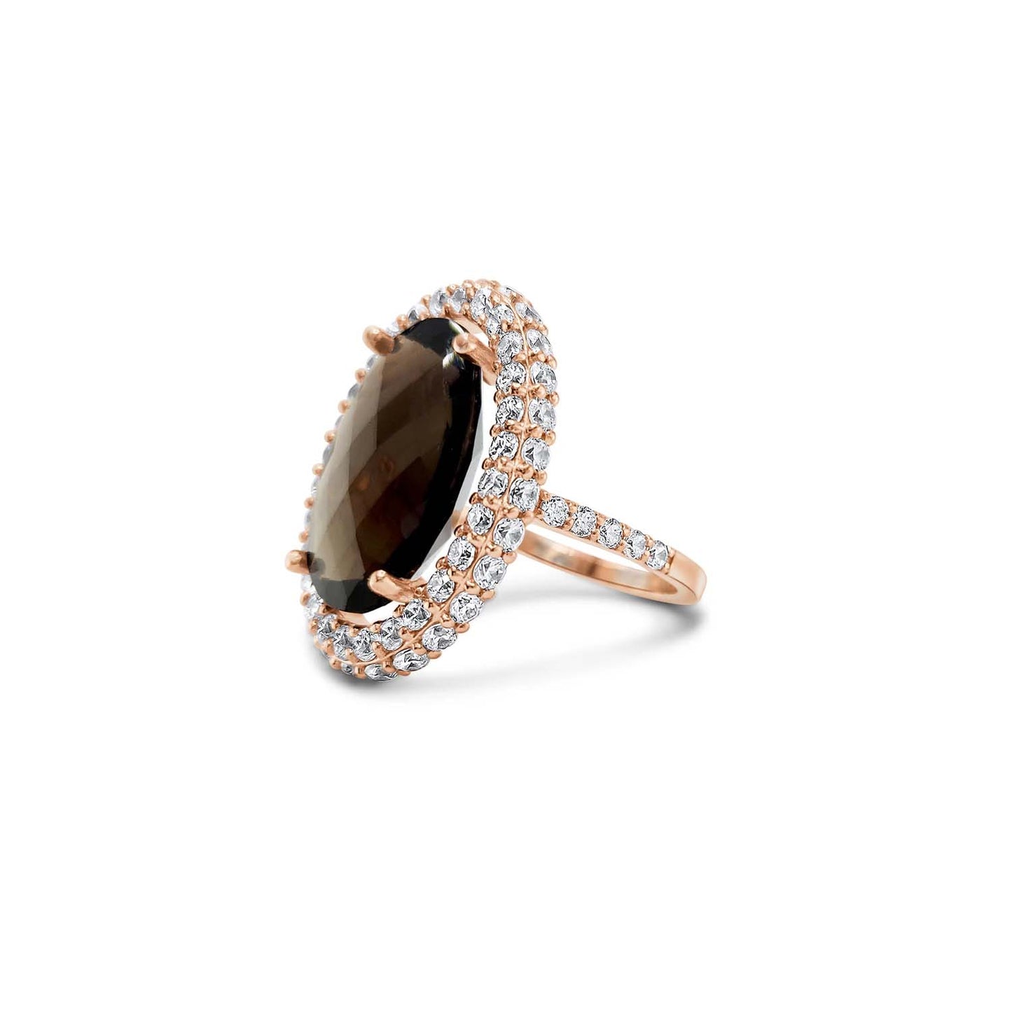 Rose Gold Smokey Quartz Cocktail Ring